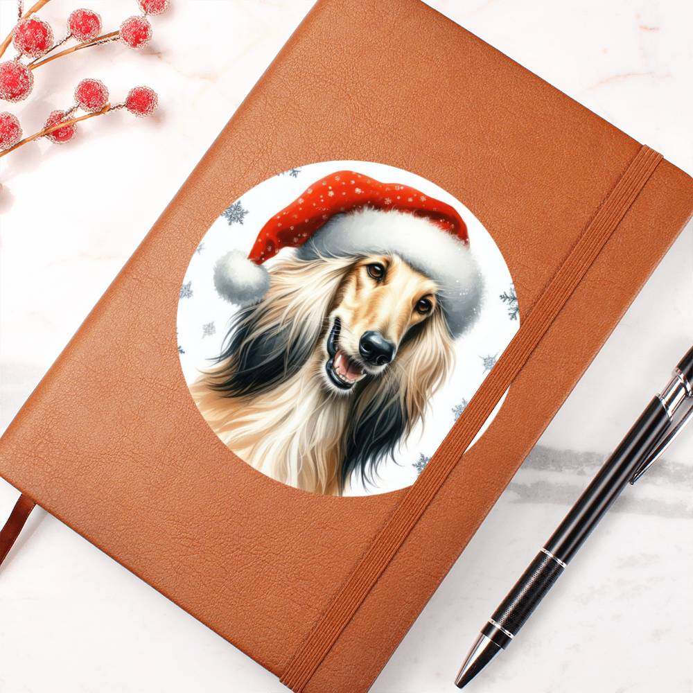 Christmas Dog - Afghan Hound - Vegan Leather Journal