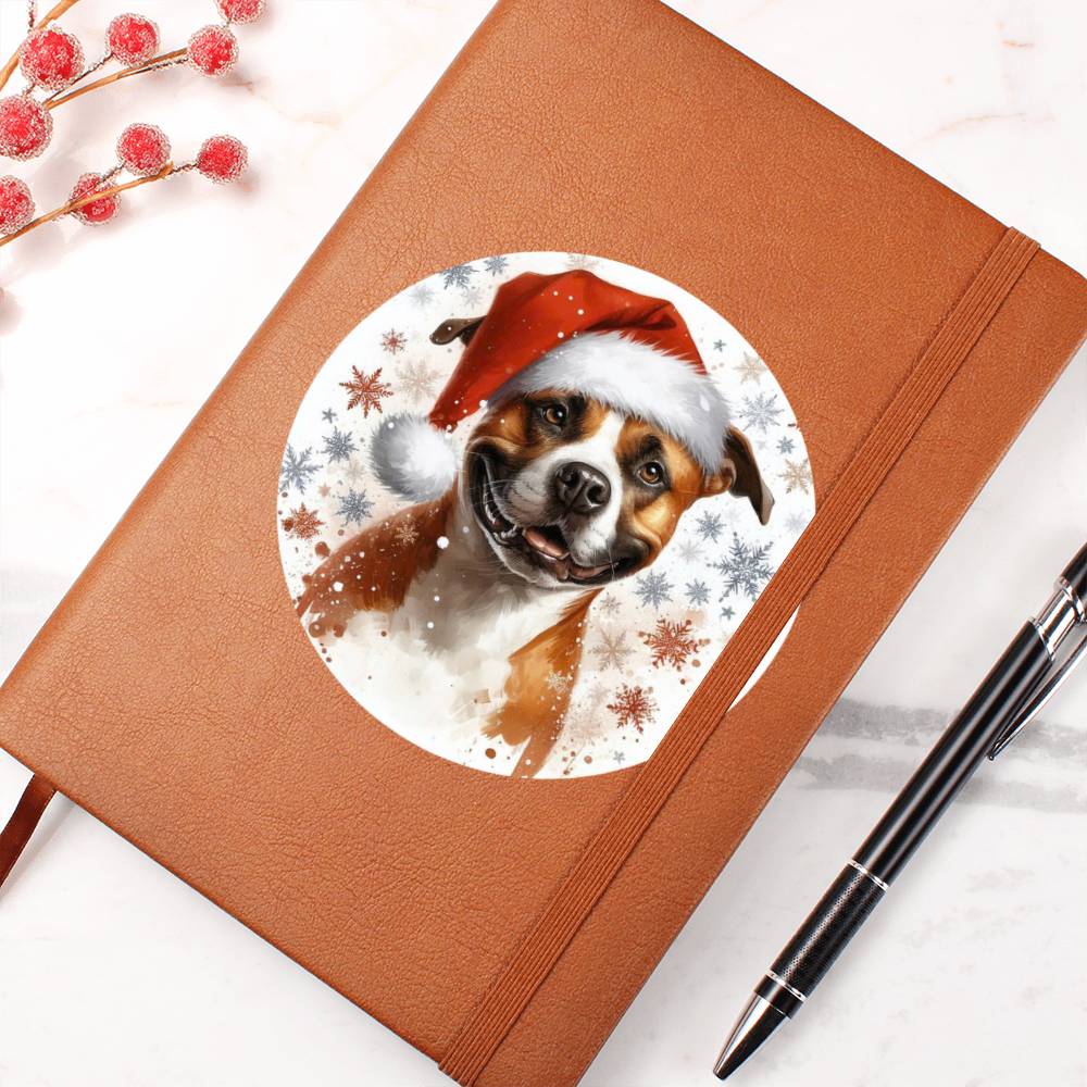 Christmas Dog - American Staffordshire Terrier - Vegan Leather Journal