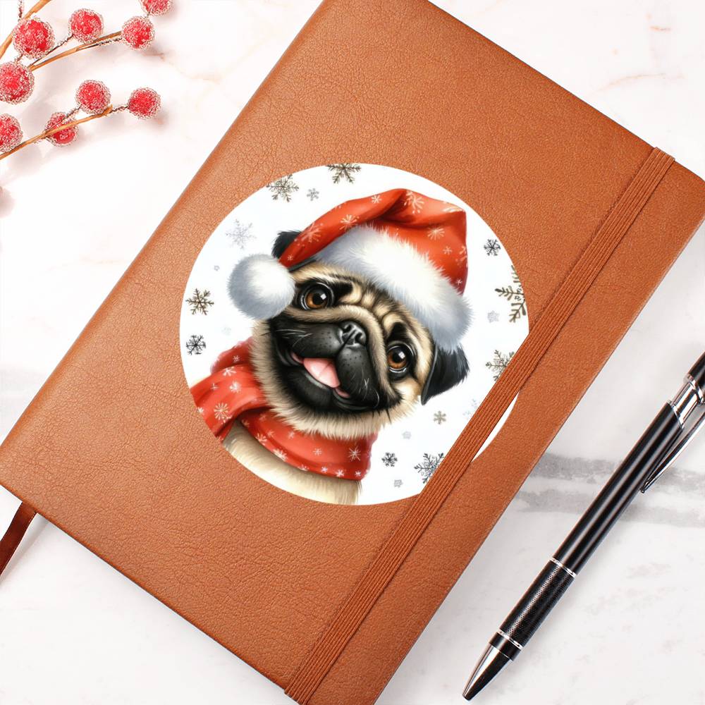 Christmas Dog - Pug - Vegan Leather Journal
