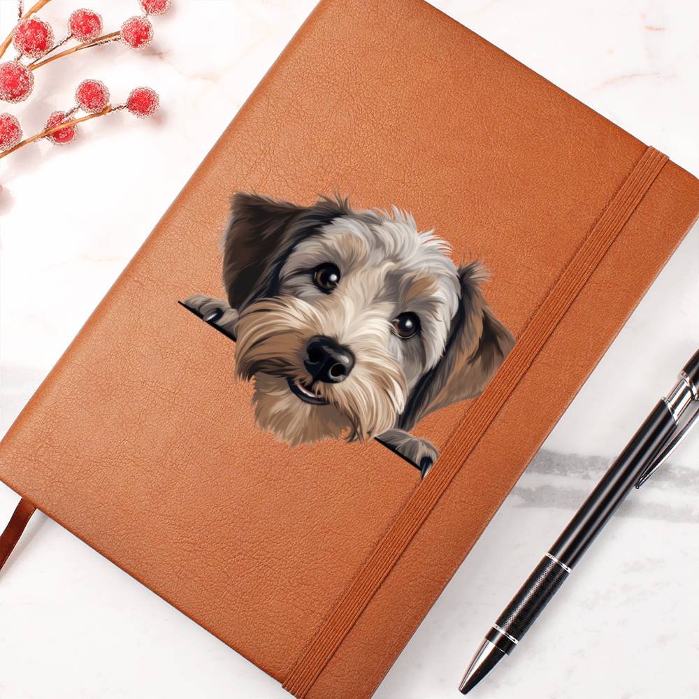 Dandie Dinmont Terrier Peeking - Vegan Leather Journal