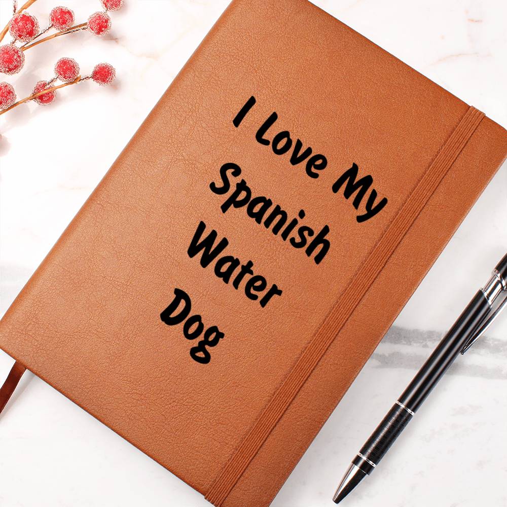 Love My Spanish Water Dog v4 - Vegan Leather Journal