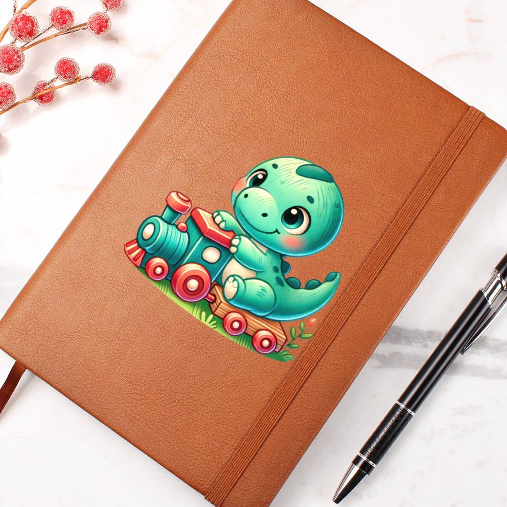 Colorful Baby Dinosaur 010 - Vegan Leather Journal