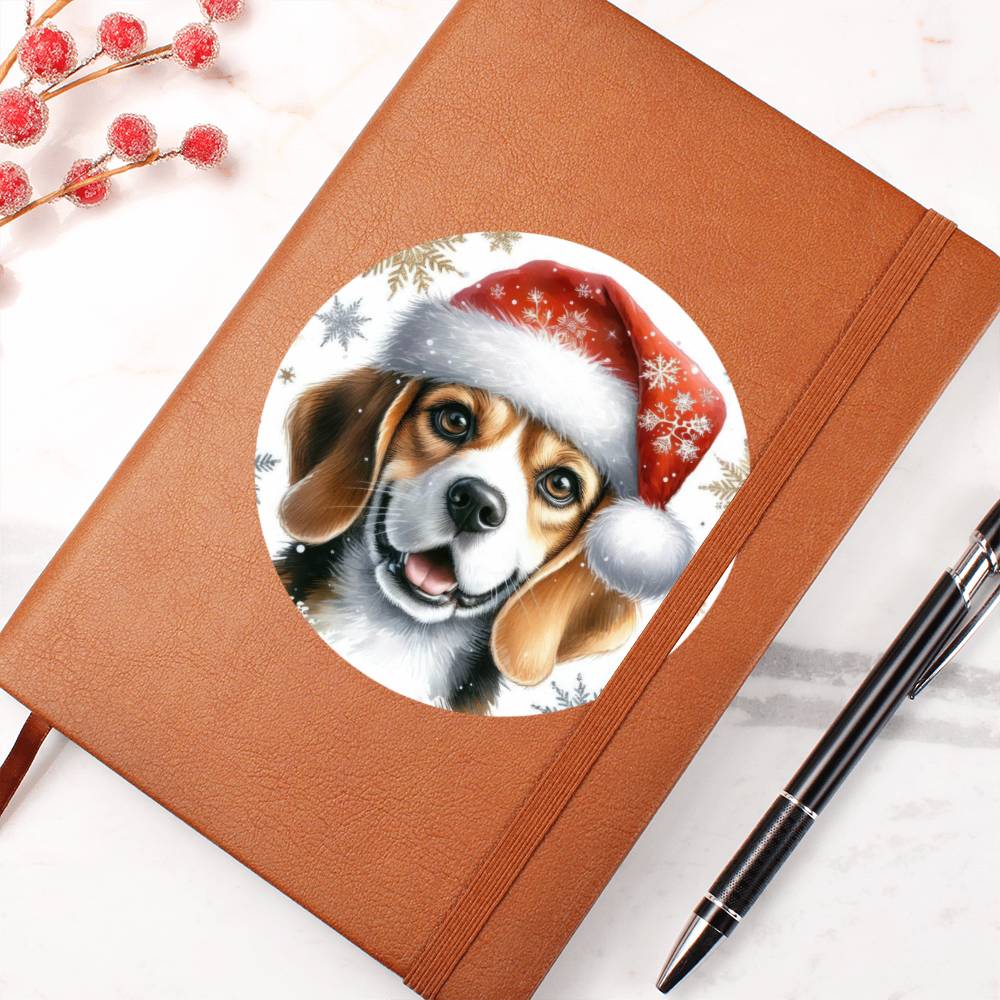 Christmas Dog - Beagle - Vegan Leather Journal