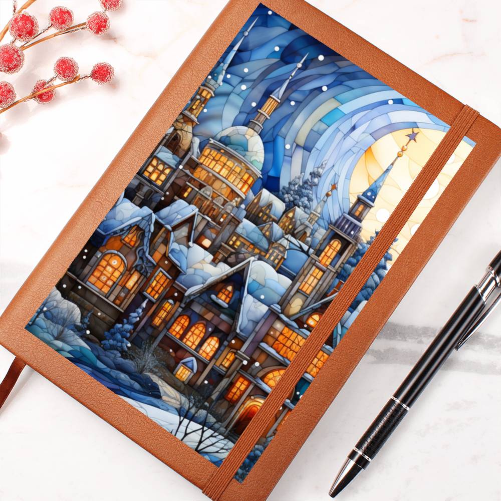 Christmas Stained Glass Design 004 - Vegan Leather Journal