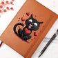 Valentine's Day Black Cat 024 - Vegan Leather Journal
