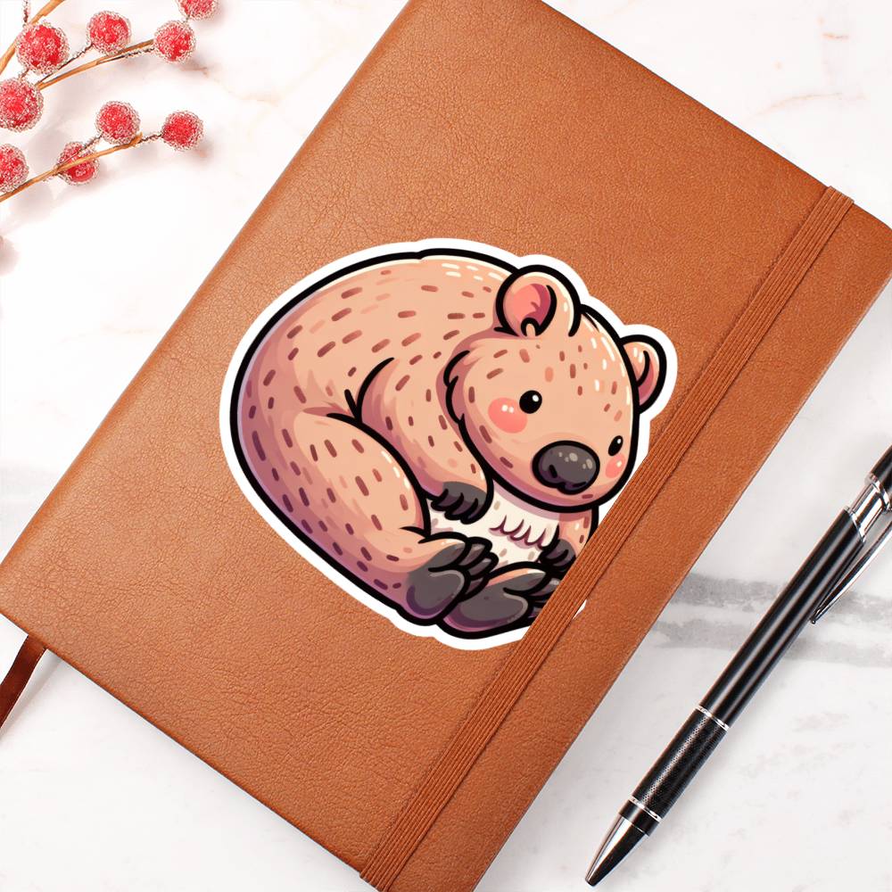 Cute Wombat sticker 218 - Vegan Leather Journal