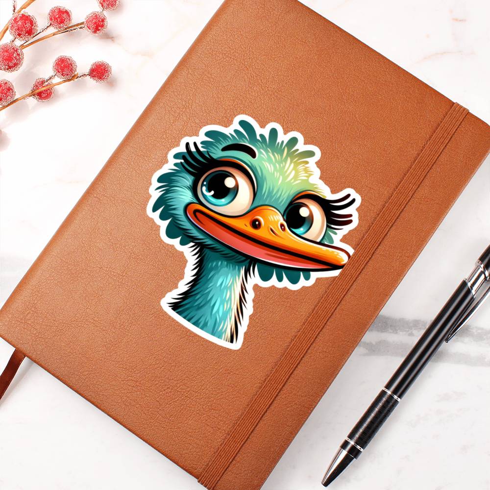 Cute Ostrich sticker 112 - Vegan Leather Journal