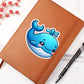 Cute Blue whale sticker 15 - Vegan Leather Journal