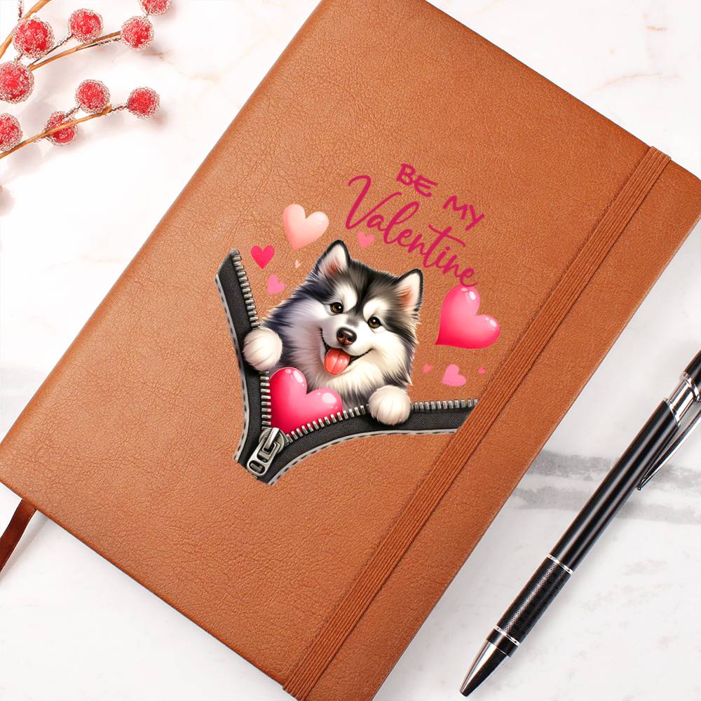 Valentine's Day Dog And Zipper 036 Be My Valentine - Vegan Leather Journal