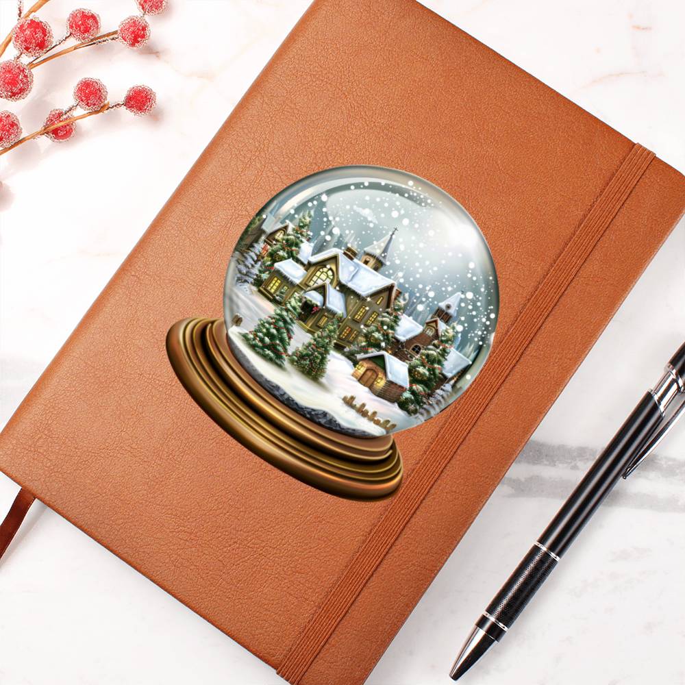 Watercolor Christmas Snow Globe 023 - Vegan Leather Journal