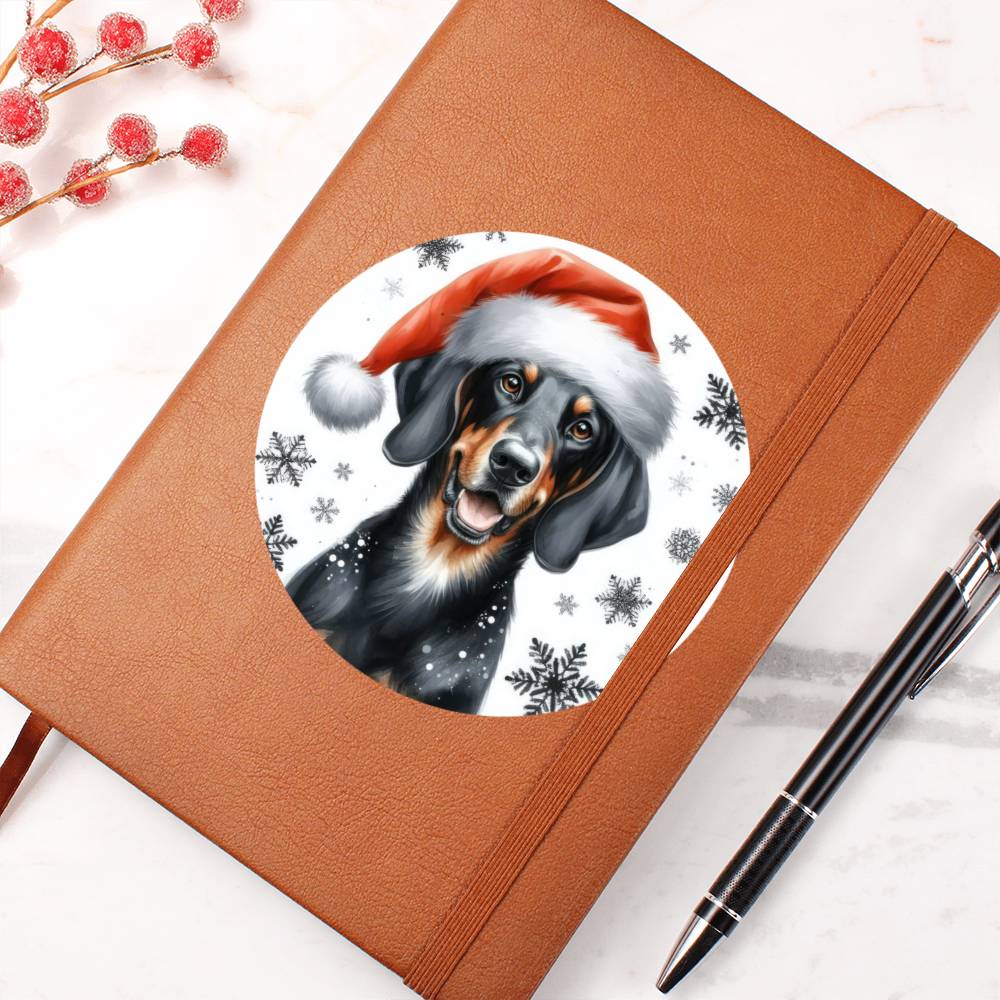 Christmas Dog - Austrian Black and Tan Hound - Vegan Leather Journal