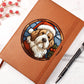 Dog Stained Glass Christmas Design 034 - Vegan Leather Journal