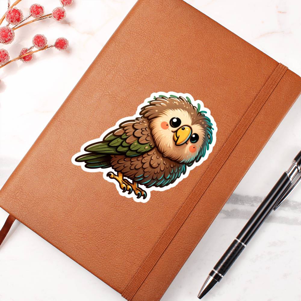 Cute kakapo sticker 76 - Vegan Leather Journal