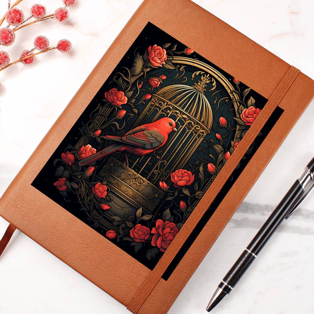 Birds And Floral Design 162 - Vegan Leather Journal