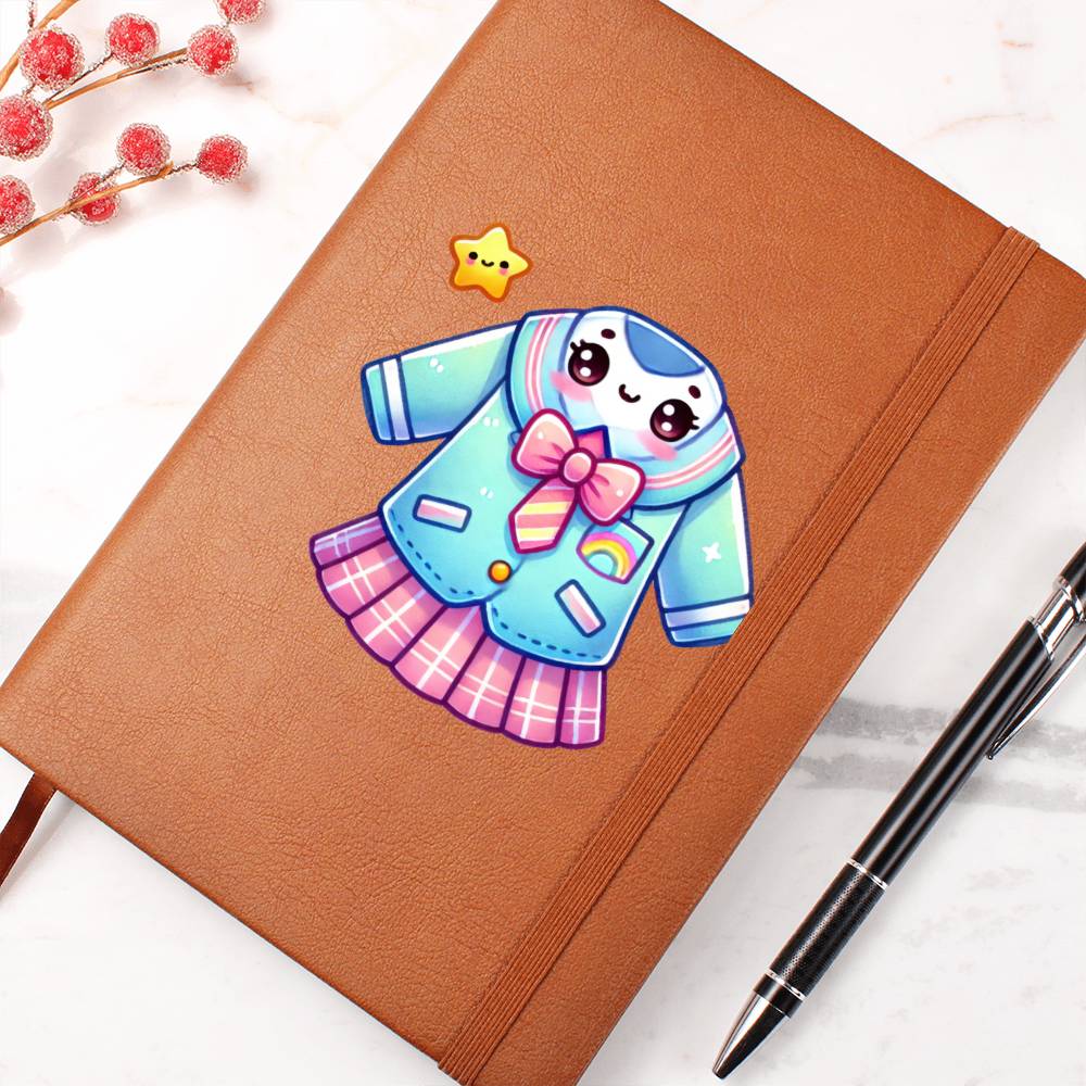 Cute Back to School Sticker 070 - Vegan Leather Journal