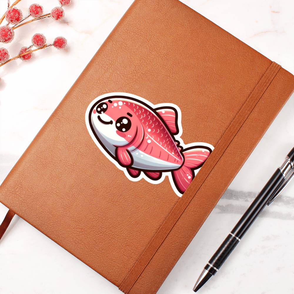 Cute Salmon sticker 153 - Vegan Leather Journal