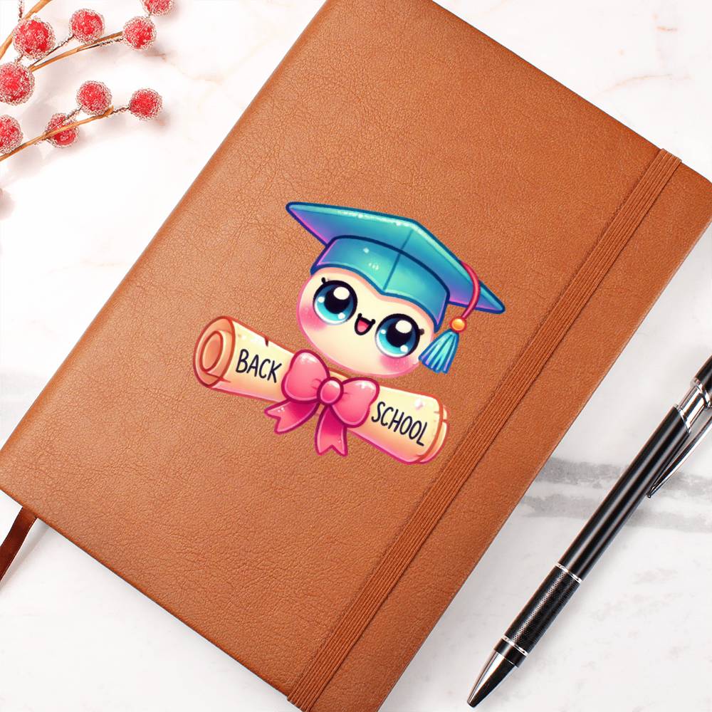 Cute Back to School Sticker 081 - Vegan Leather Journal