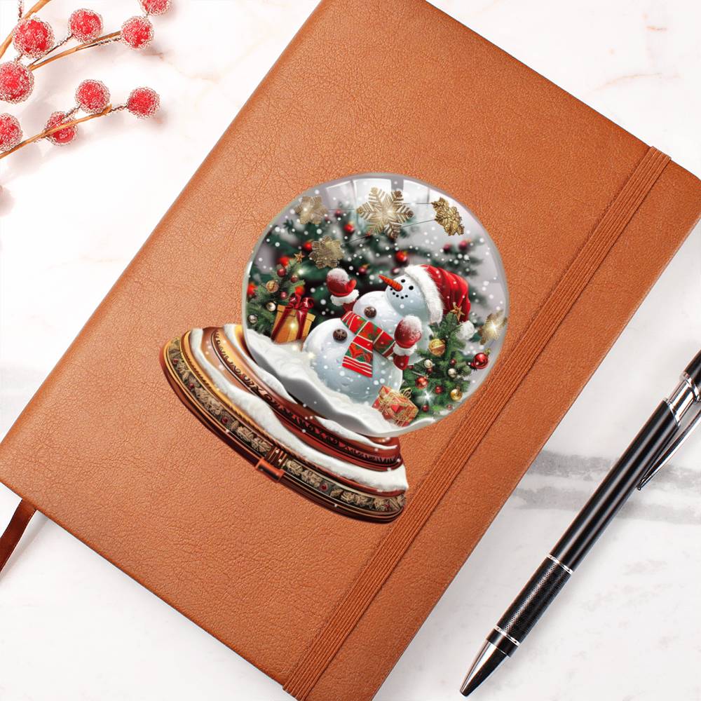 Watercolor Christmas Snow Globe 018 - Vegan Leather Journal