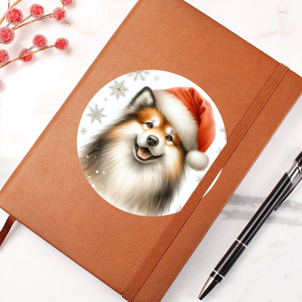 Christmas Dog - Finnish Lapphund - Vegan Leather Journal