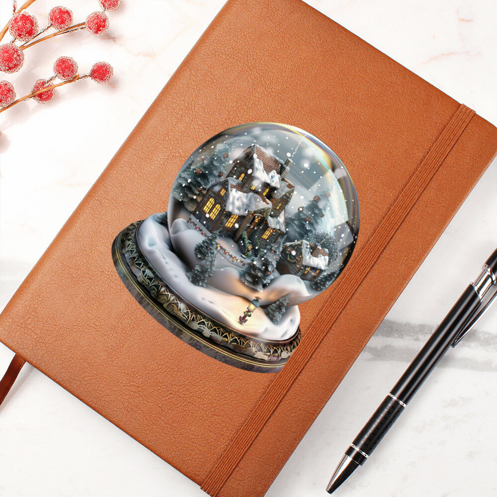 Watercolor Christmas Snow Globe 033 - Vegan Leather Journal