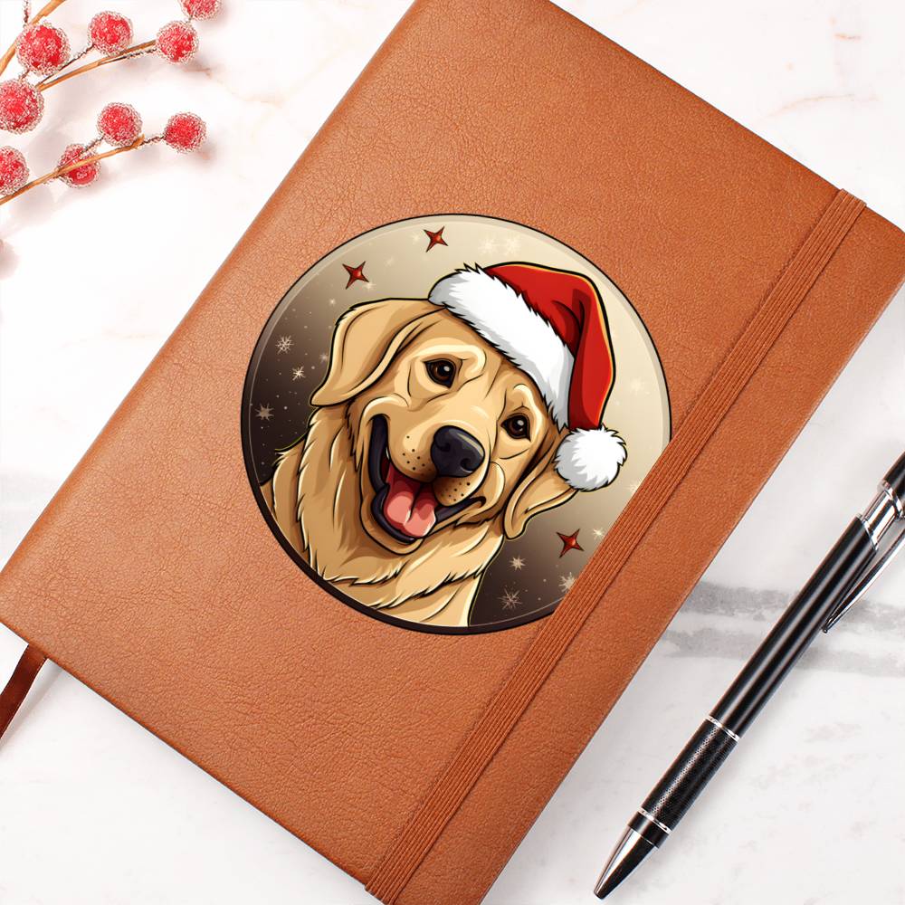Dog Stained Glass Christmas Design 027 - Vegan Leather Journal