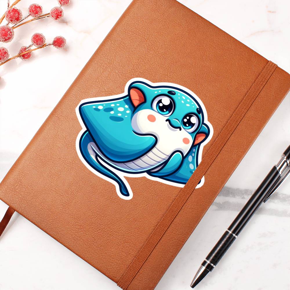 Cute Manta ray sticker 92 - Vegan Leather Journal