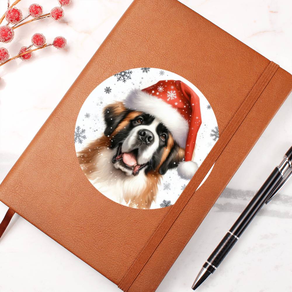 Christmas Dog - St. Bernard - Vegan Leather Journal