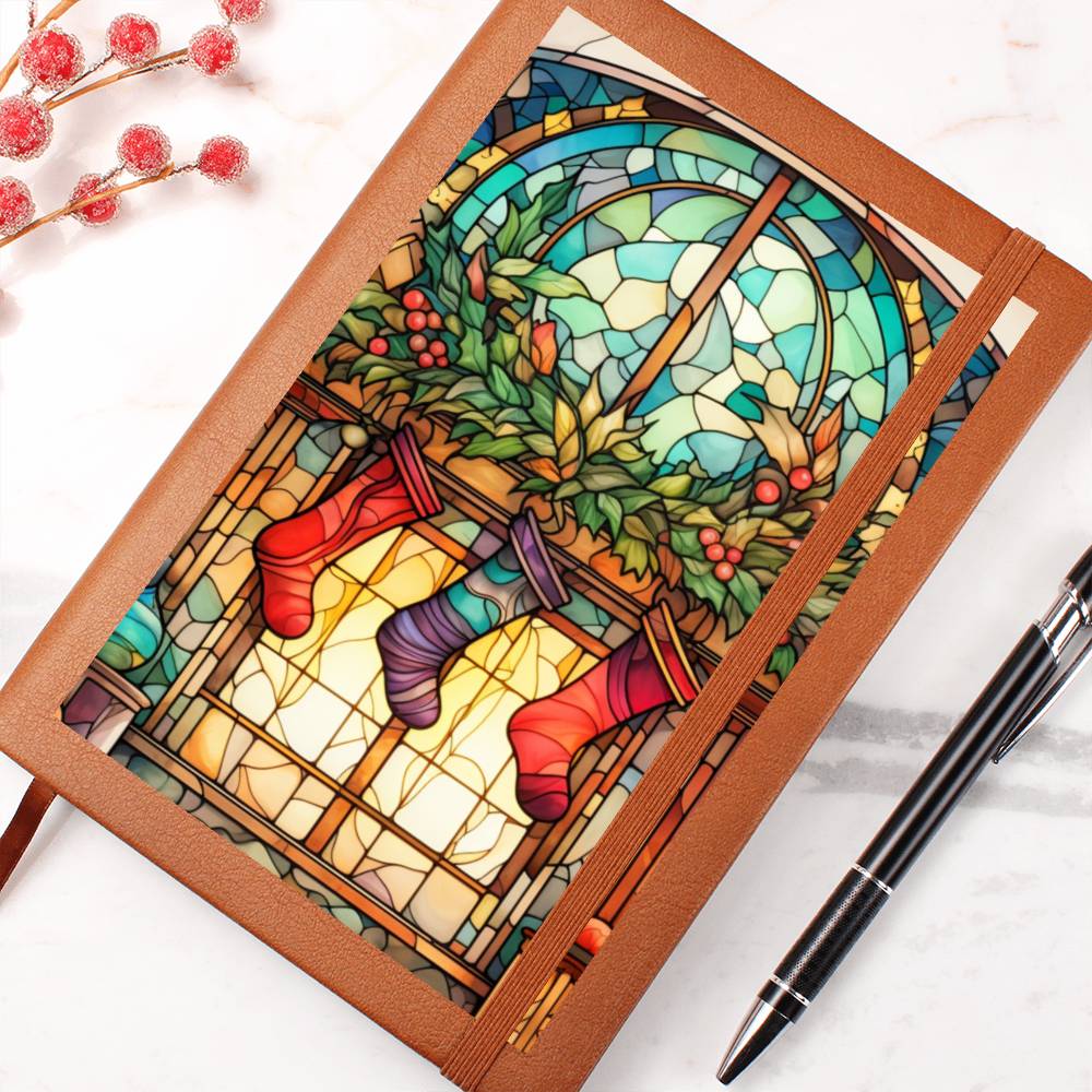 Christmas Stained Glass Design 015 - Vegan Leather Journal