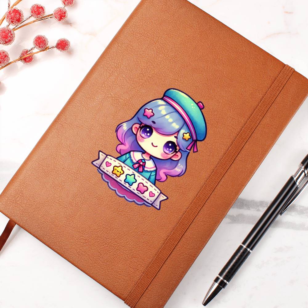 Cute Back to School Sticker 065 - Vegan Leather Journal