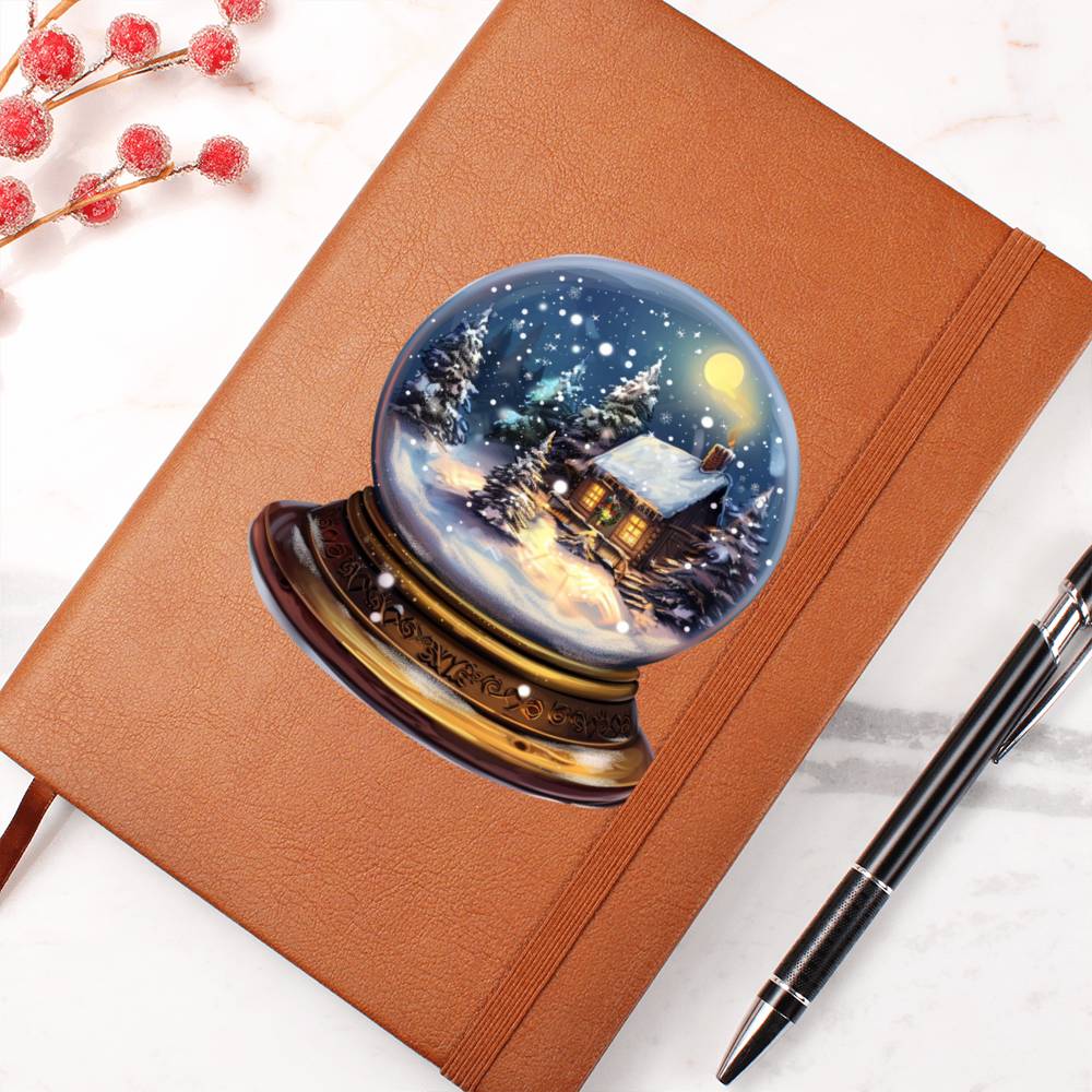 Watercolor Christmas Snow Globe 017 - Vegan Leather Journal