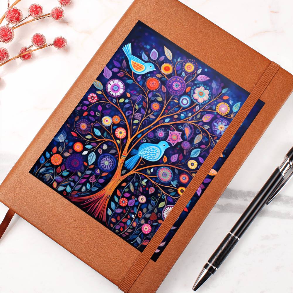 Birds And Floral Design 101 - Vegan Leather Journal