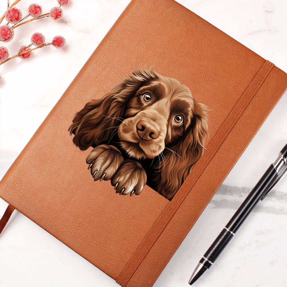 Field Spaniel Peeking - Vegan Leather Journal