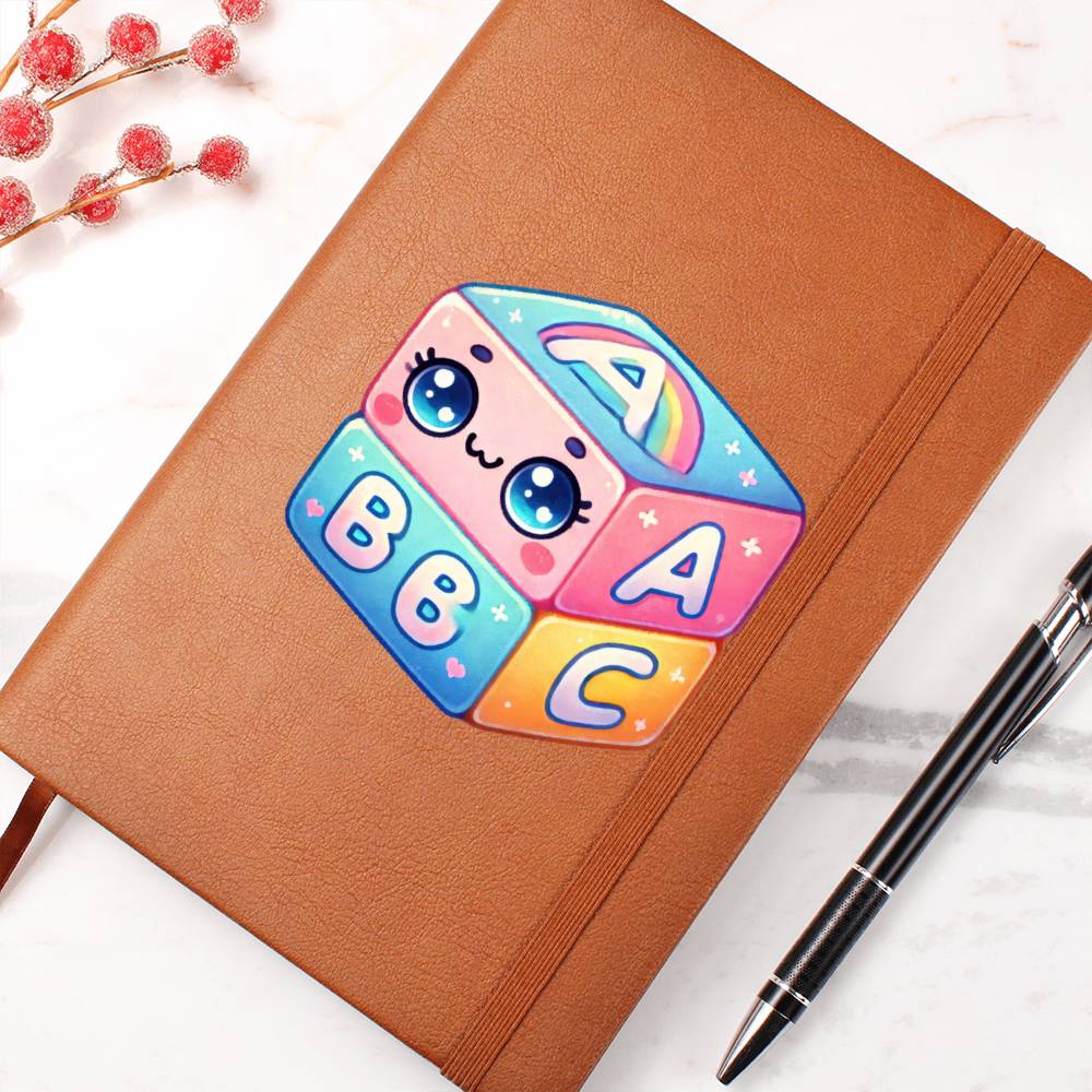 Cute Back to School Sticker 100 - Vegan Leather Journal