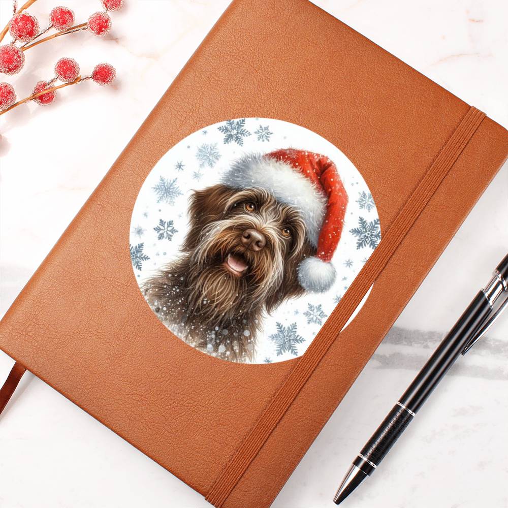 Christmas Dog - Wirehaired Pointing Griffon - Vegan Leather Journal