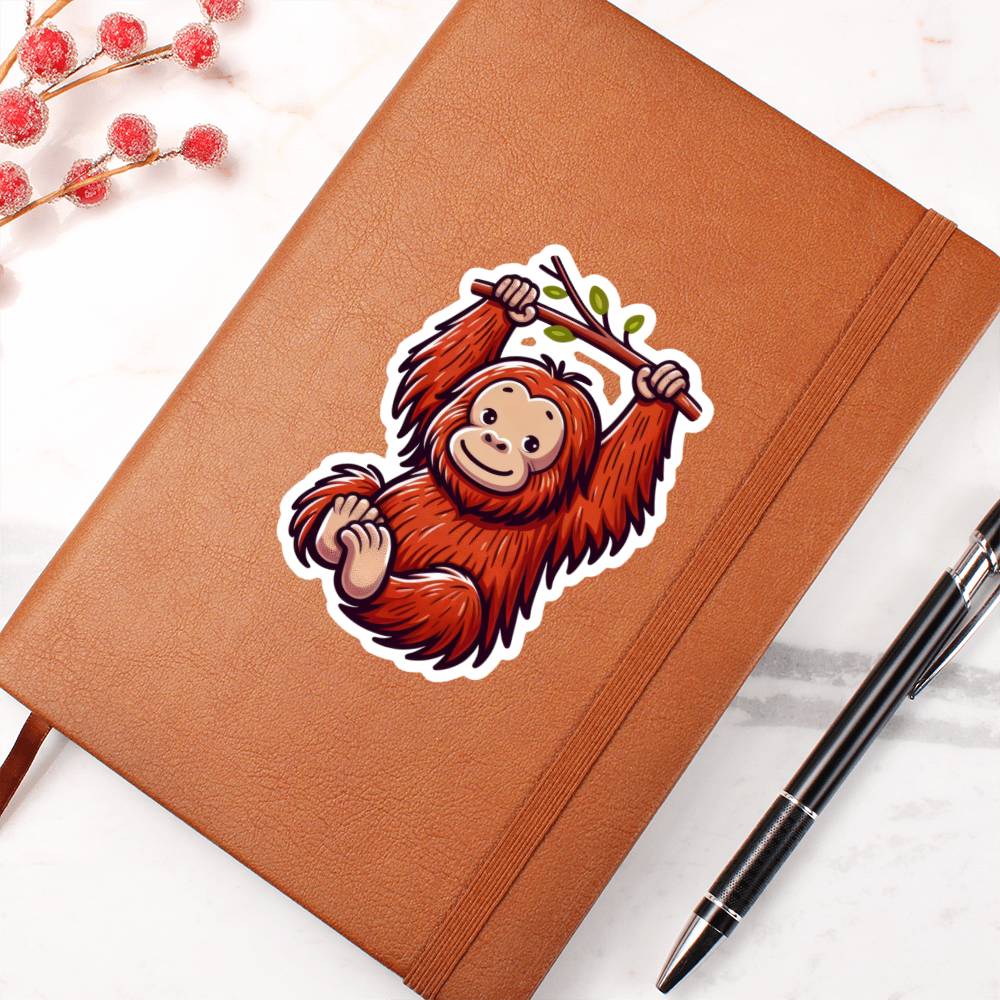 Cute Orangutan sticker 107 - Vegan Leather Journal