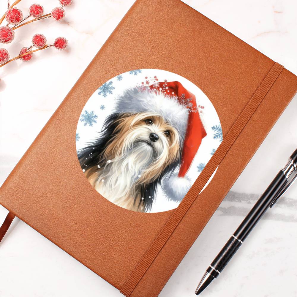 Christmas Dog - Tibetan Terrier - Vegan Leather Journal