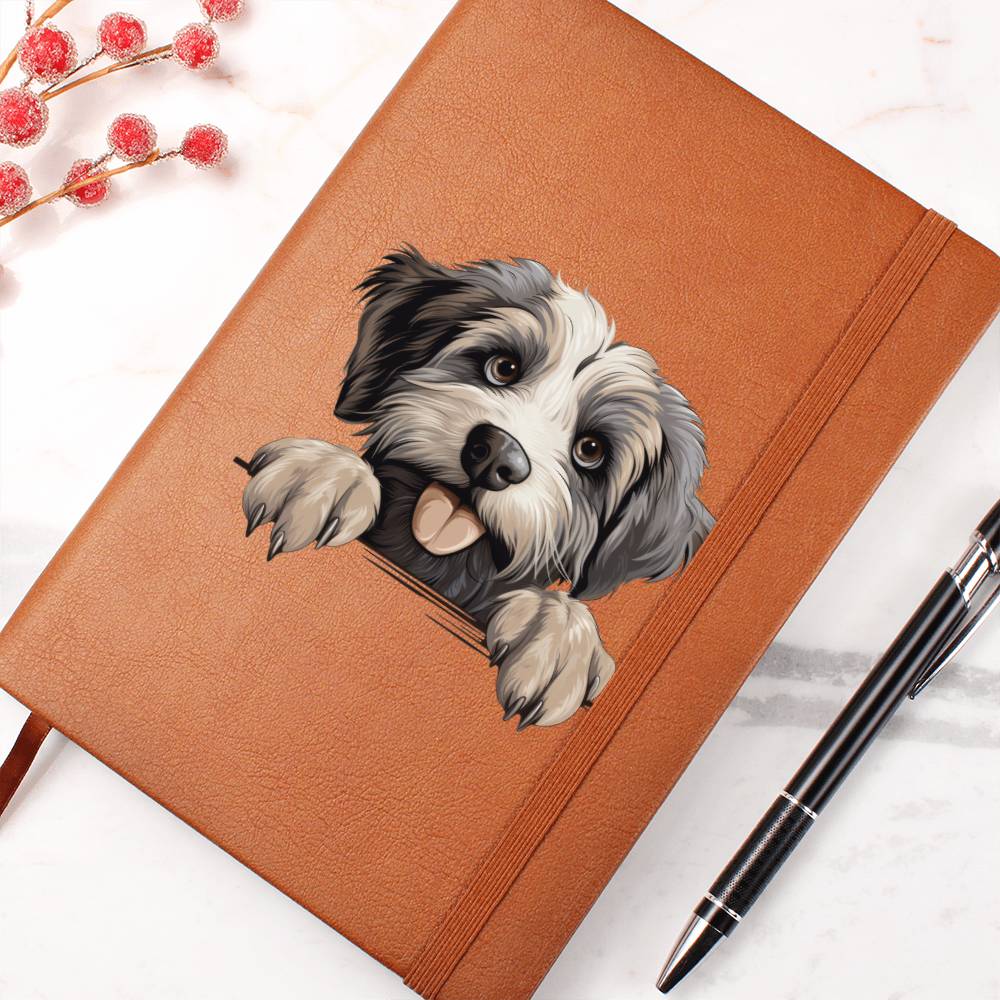 Pyrenean Shepherd Peeking - Vegan Leather Journal