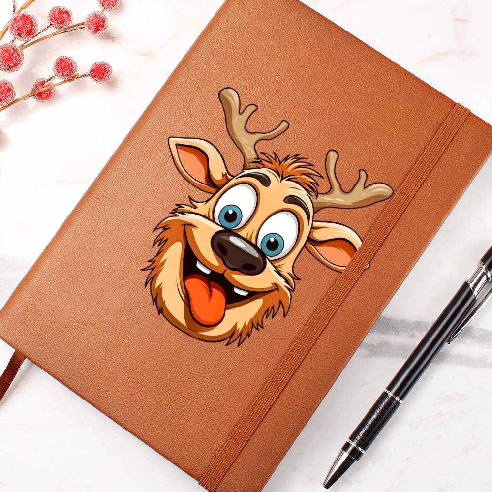 Funny Reindeer Face 07 - Vegan Leather Journal