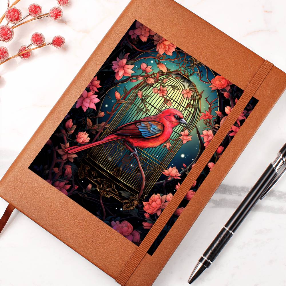 Birds And Floral Design 173 - Vegan Leather Journal