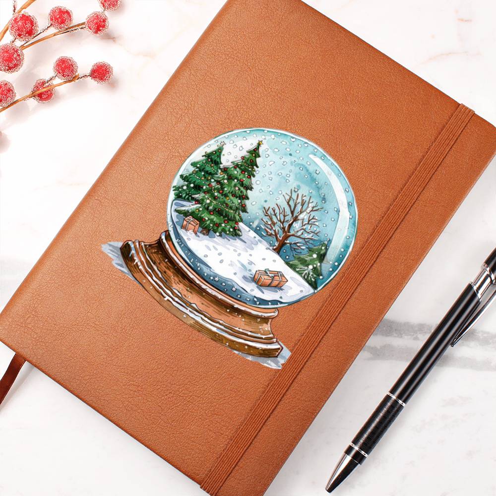 Watercolor Christmas Snow Globe 024 - Vegan Leather Journal
