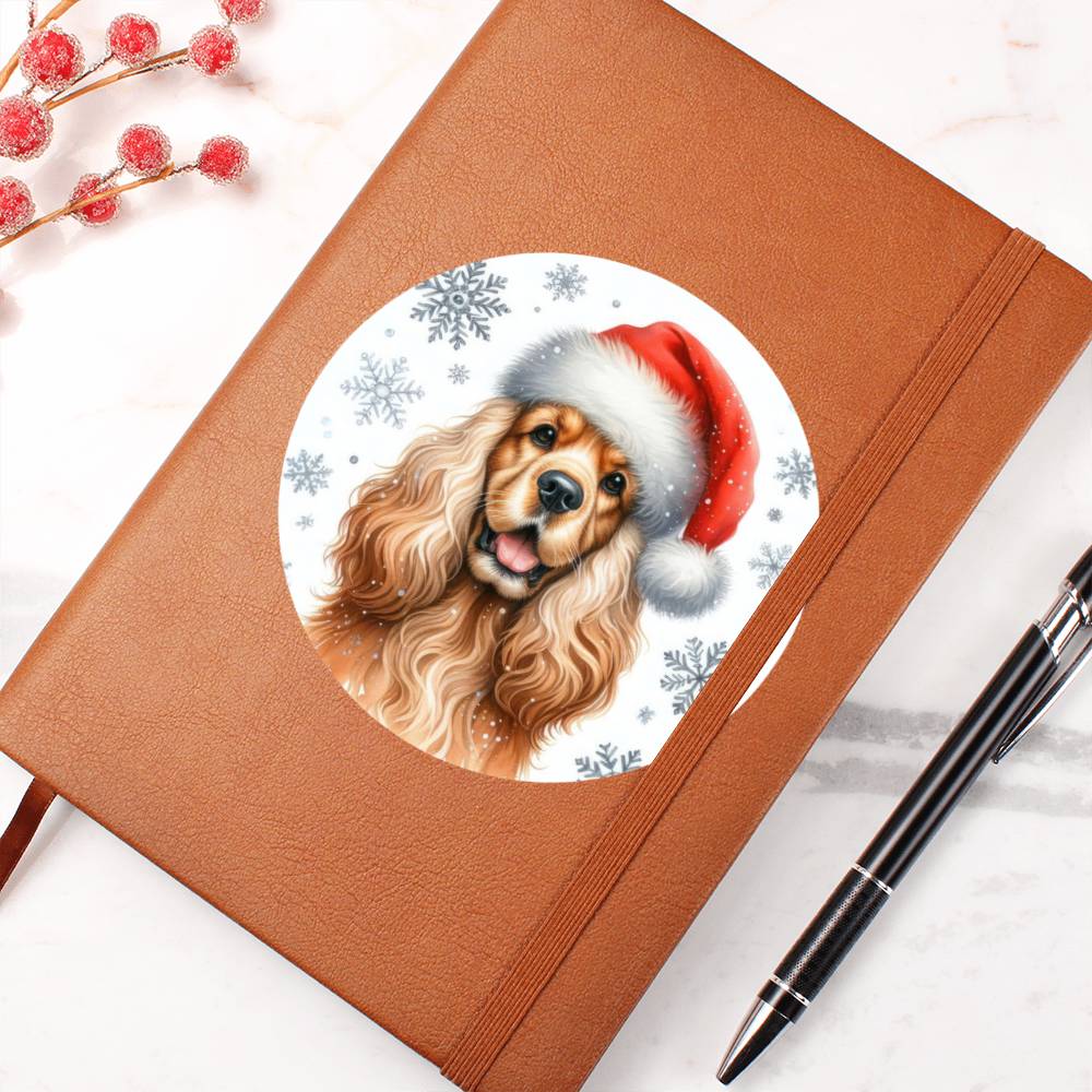 Christmas Dog - English Cocker Spaniel - Vegan Leather Journal