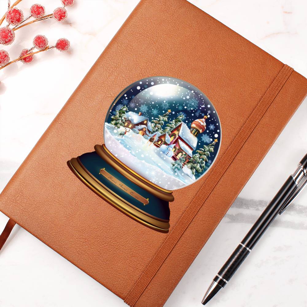 Watercolor Christmas Snow Globe 014 - Vegan Leather Journal