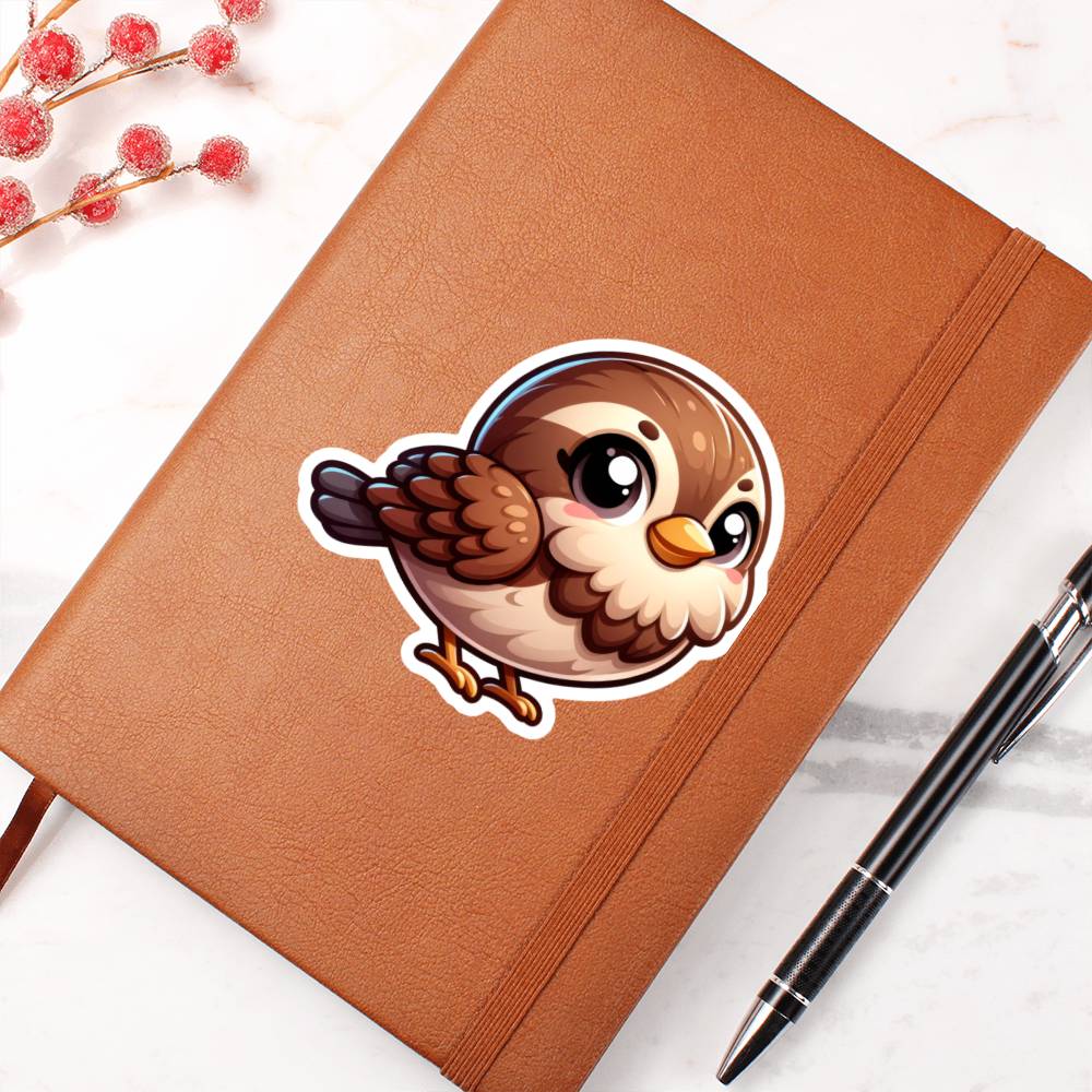 Cute Sparrow sticker 174 - Vegan Leather Journal