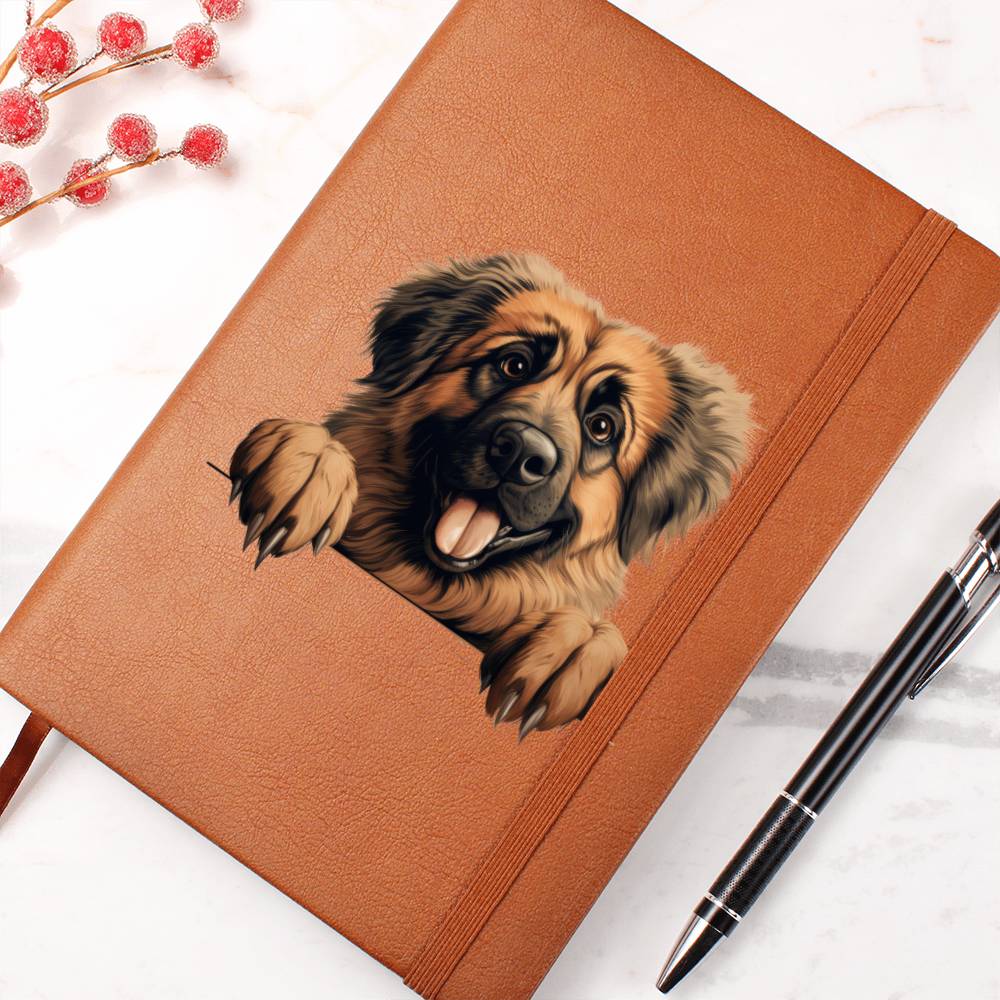 Leonberger Peeking - Vegan Leather Journal