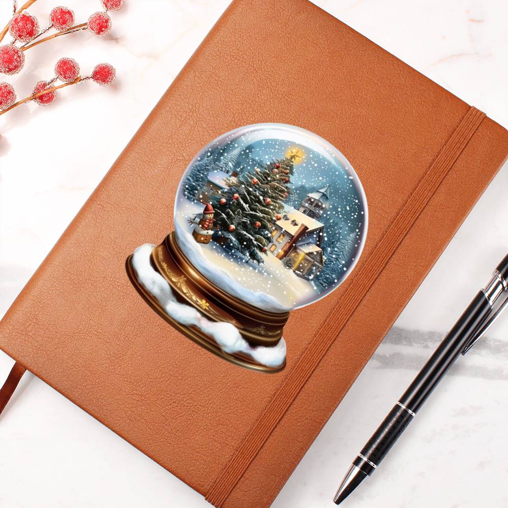 Watercolor Christmas Snow Globe 047 - Vegan Leather Journal