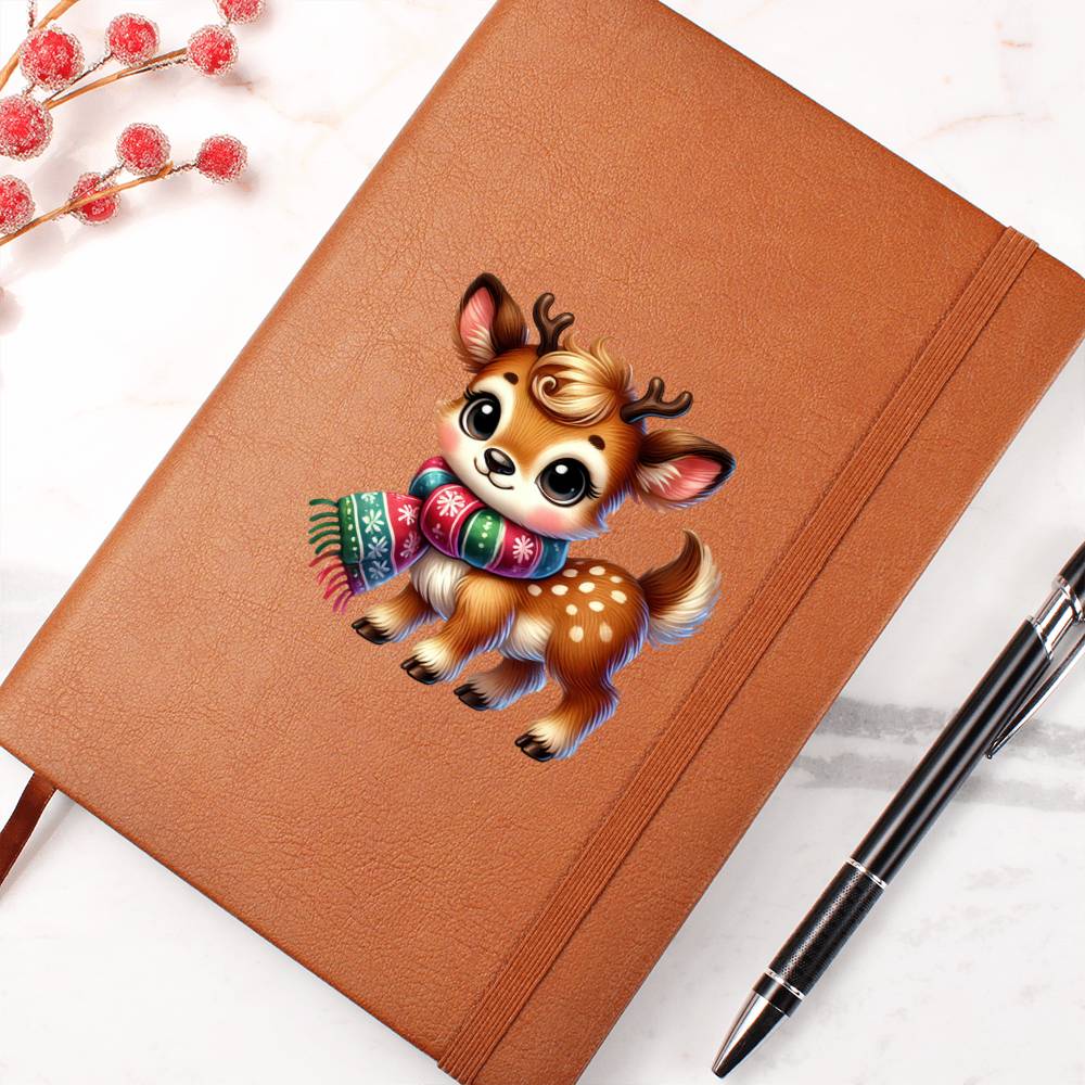 Cute Christmas Reindeer 009 - Vegan Leather Journal