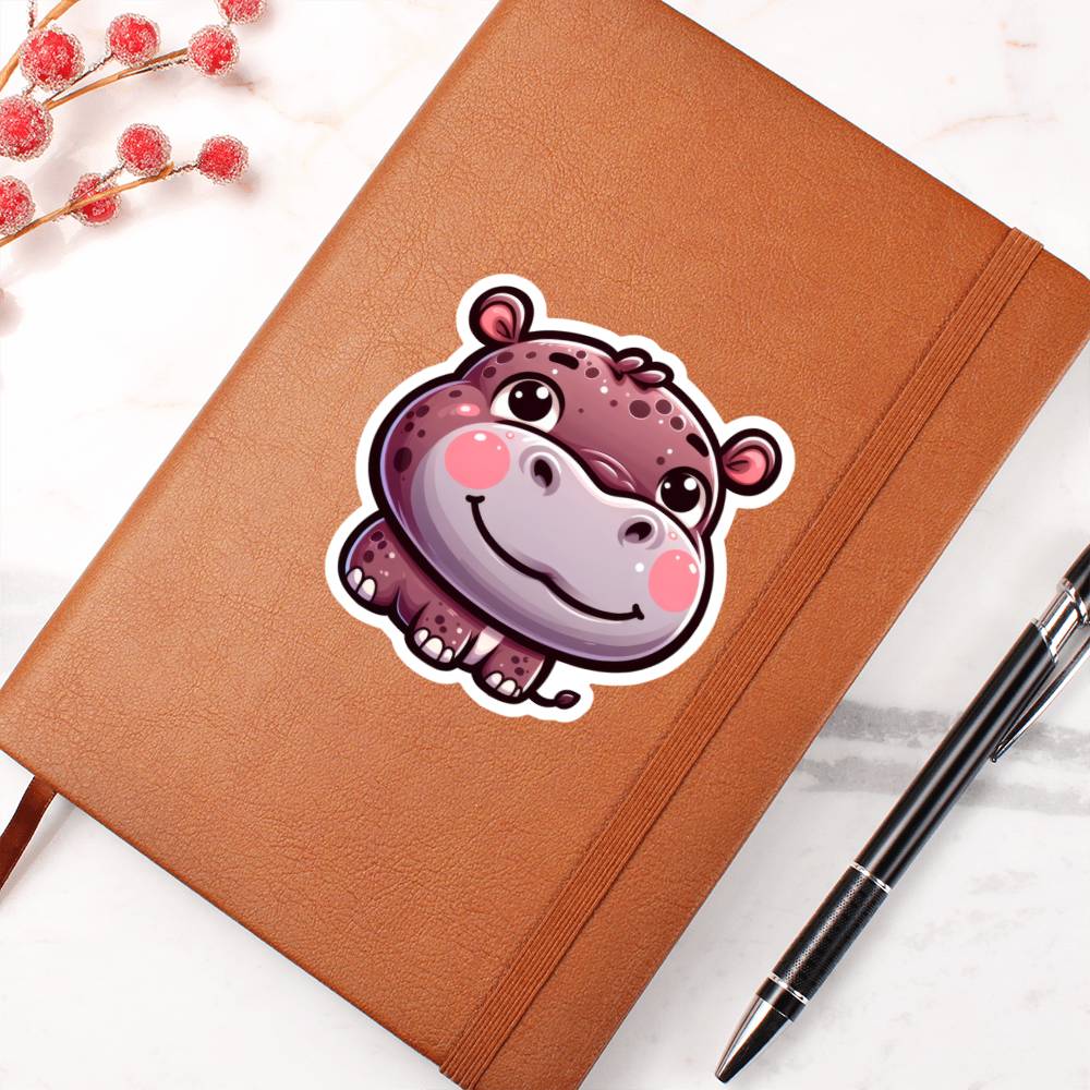 Cute Pygmy hippopotamus sticker 134 - Vegan Leather Journal