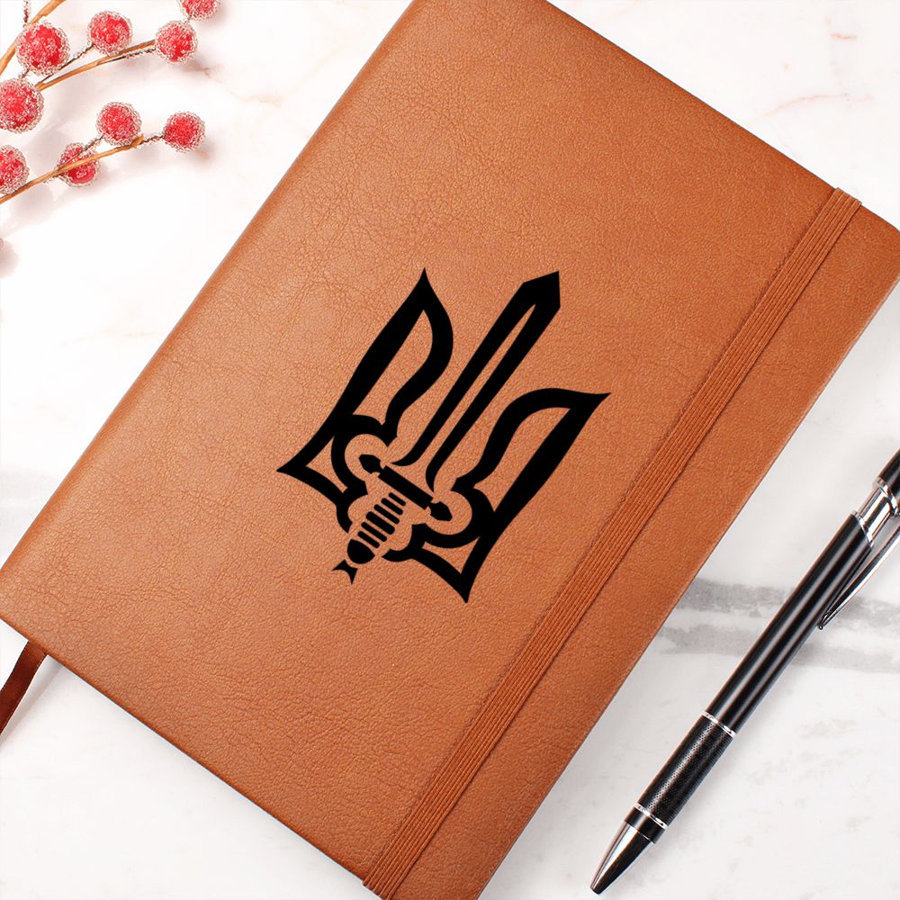 Stylized Tryzub (Black) - Vegan Leather Journal