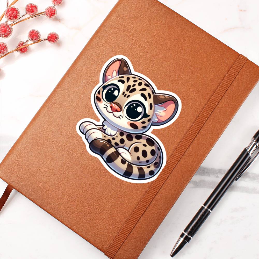 Cute Ocelot sticker 104 - Vegan Leather Journal