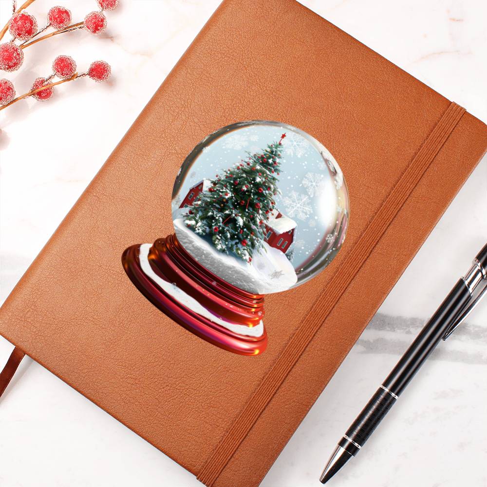 Watercolor Christmas Snow Globe 042 - Vegan Leather Journal